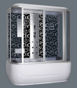 كابينة مغطس زجاج مزخرف سستيم كامل جت نحاس صيني 180 × 110 × 215 سم # js-8158